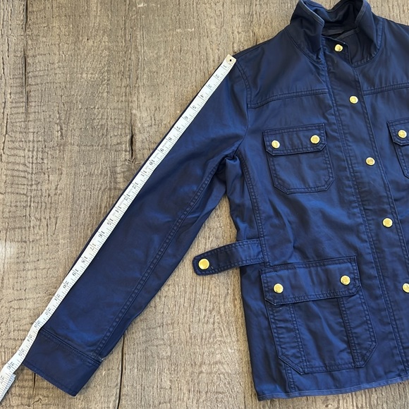 J Crew Women's Downtown Field Navy Blue Waxed Cotton Full Zip Jacket! Size M - Picture 9 of 16